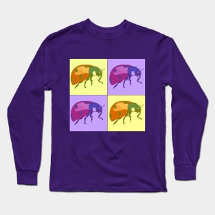 Ladybug Pop Art - Purple and Yellow Long Sleeve T-Shirt